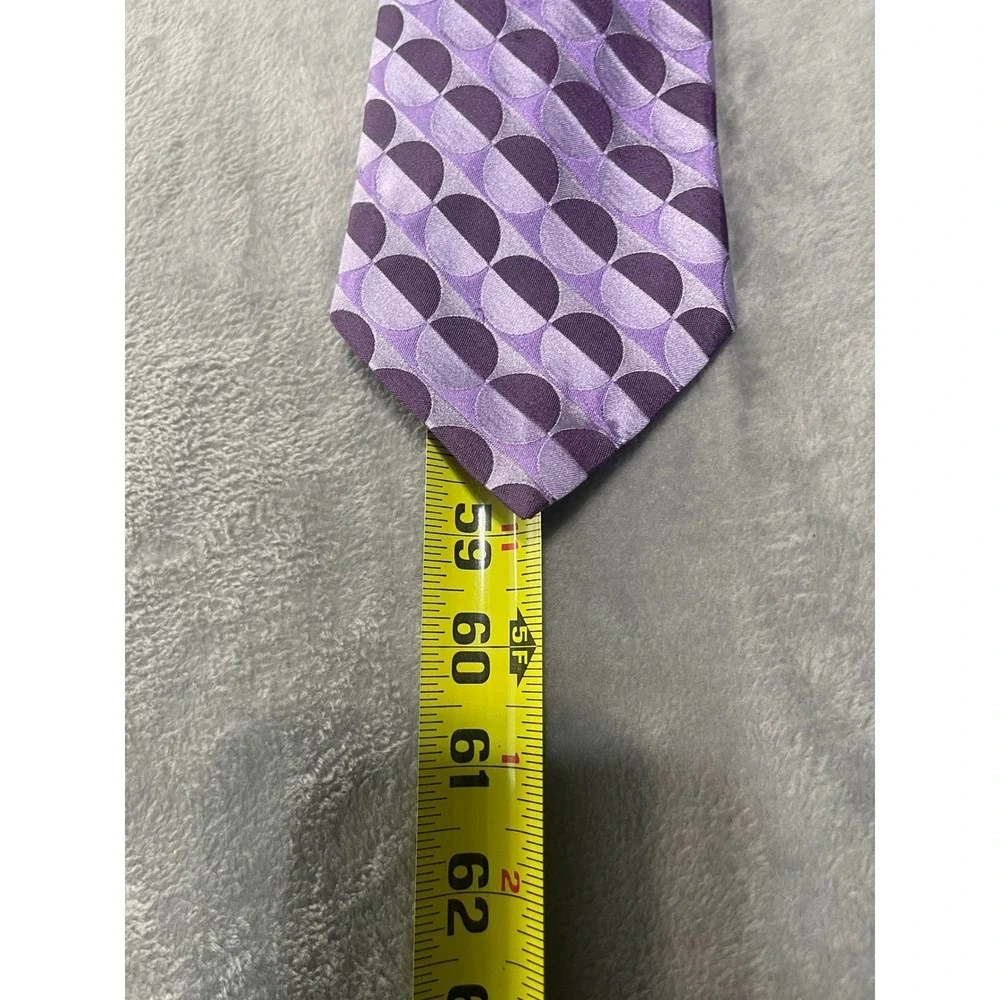 Bachrach Silk Tie Made in Italy Purple Patterned Geometric Men's‎ Necktie